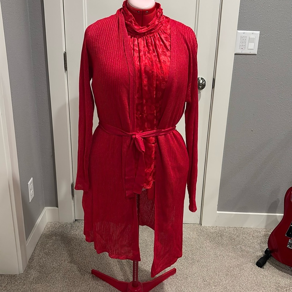 White House Black Market Sparkly Red sweater Perfect for Valentines!